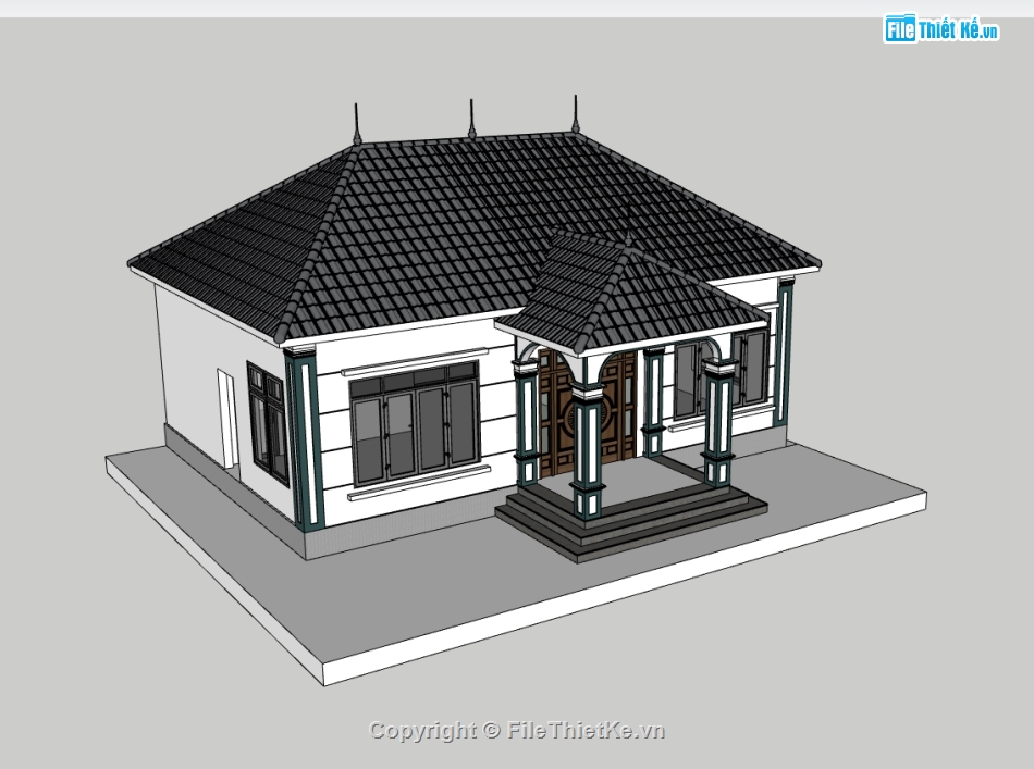 nhà 1 tầng,su nhà 1 tầng,sketchup nhà 1 tầng