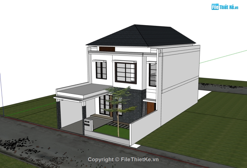 su nhà 2 tầng,sketchup nhà 2 tầng,nhà 2 tầng