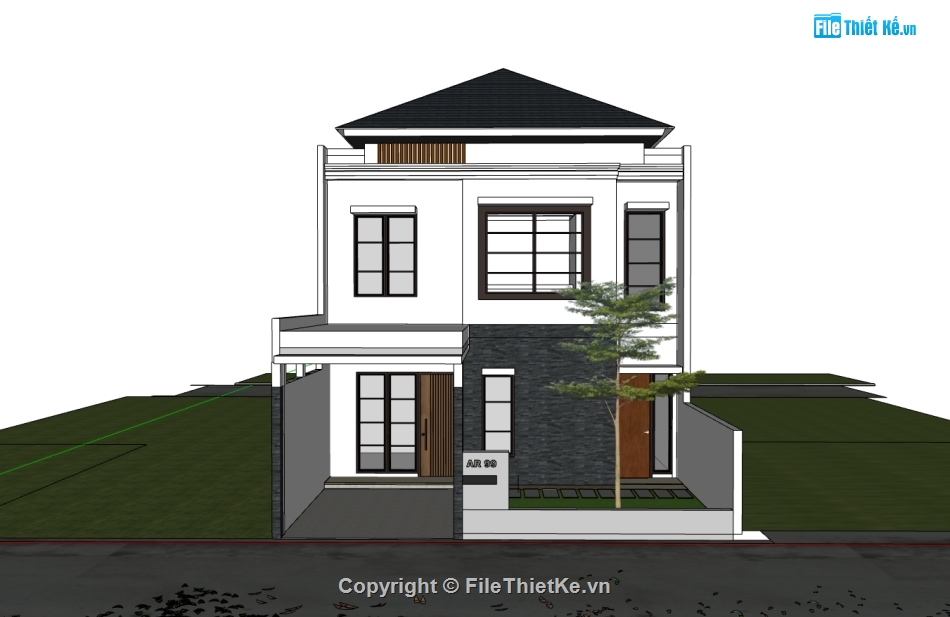 su nhà 2 tầng,sketchup nhà 2 tầng,nhà 2 tầng