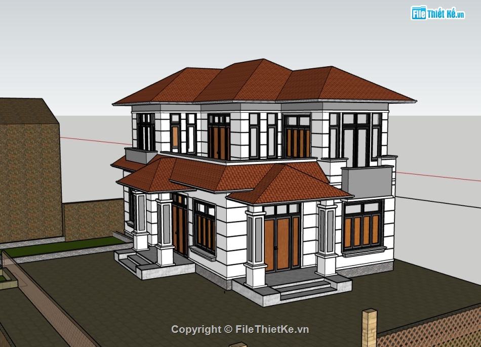 nhà 2 tầng,su nhà 2 tầng,sketchup nhà 2 tầng