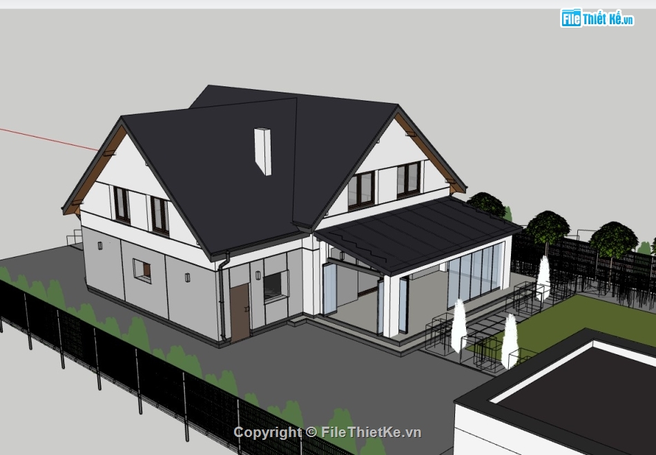 nhà 2 tầng,su nhà 2 tầng,sketchup nhà 2 tầng