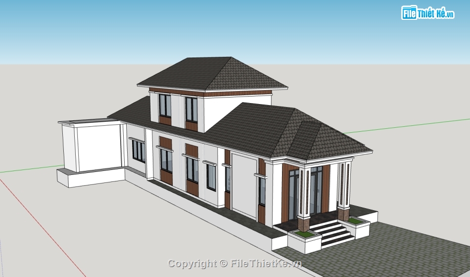 su nhà 2 tầng,nhà 2 tầng,sketchup nhà 2 tầng