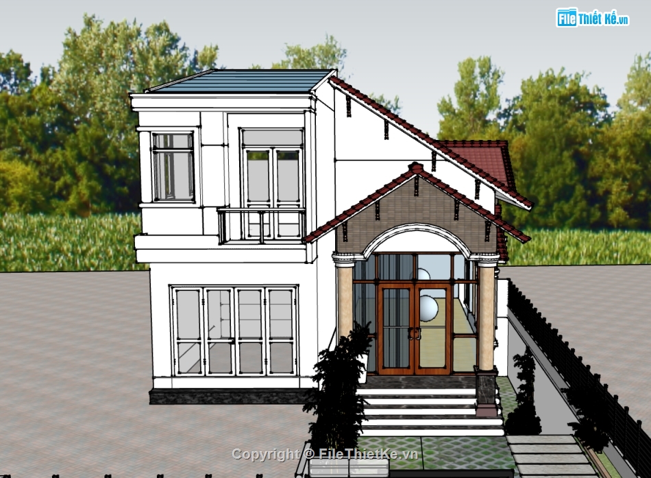 su nhà 2 tầng,sketchup nhà 2 tầng,nhà 2 tầng