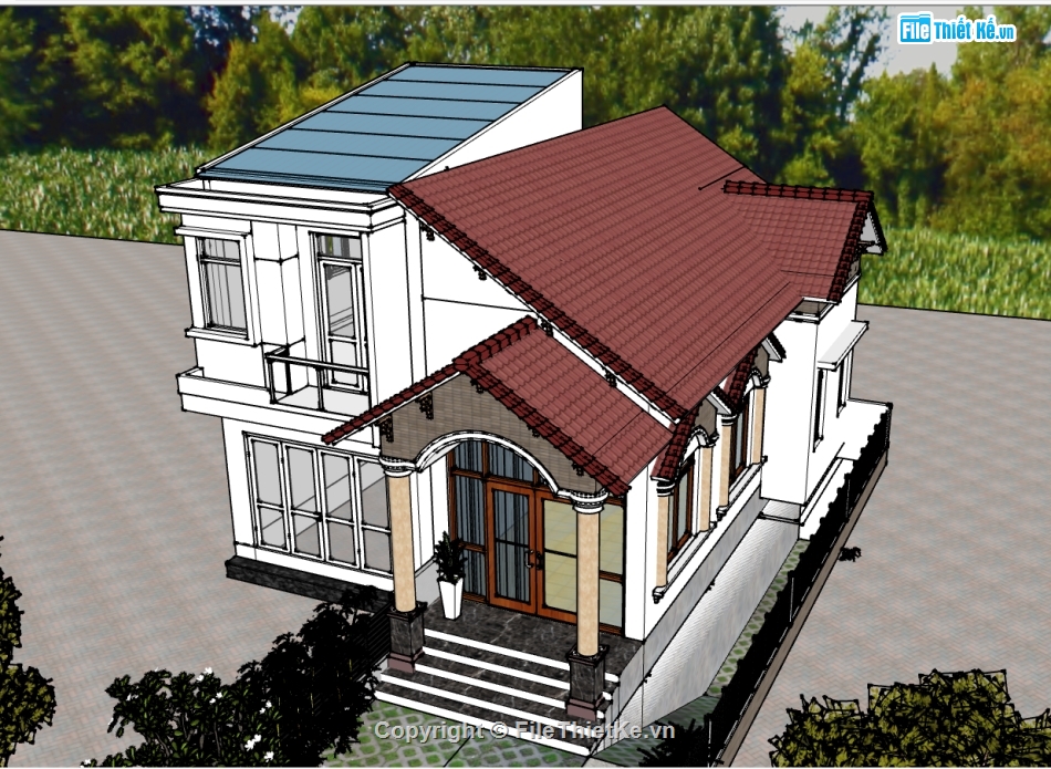 su nhà 2 tầng,sketchup nhà 2 tầng,nhà 2 tầng