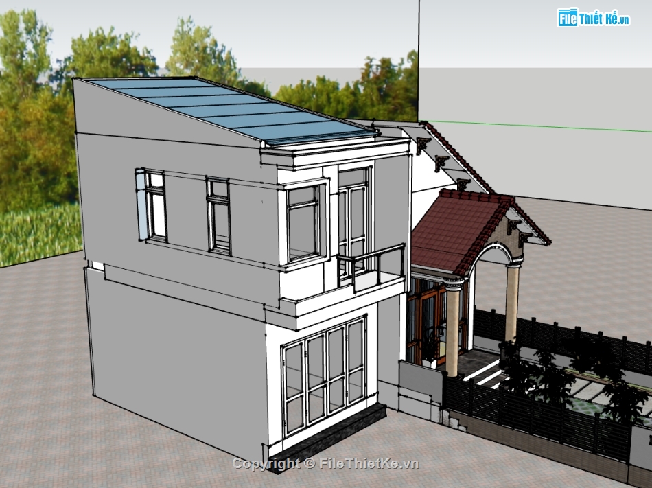 su nhà 2 tầng,sketchup nhà 2 tầng,nhà 2 tầng