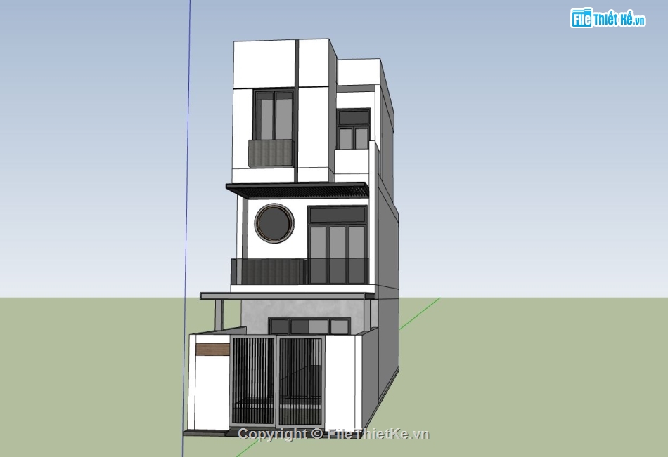 nhà phố 3 tầng,nhà phố hiện đại,phối cảnh nhà phố,sketchup nhà phố