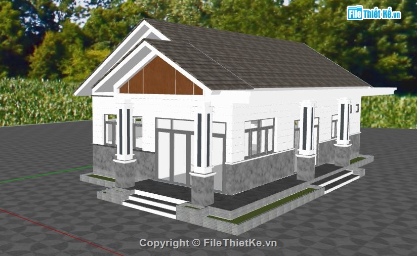 nhà cấp 4,nhà cấp 4 hiện đại,nhà cấp 4 đơn giản,nhà cấp 4 sketchup