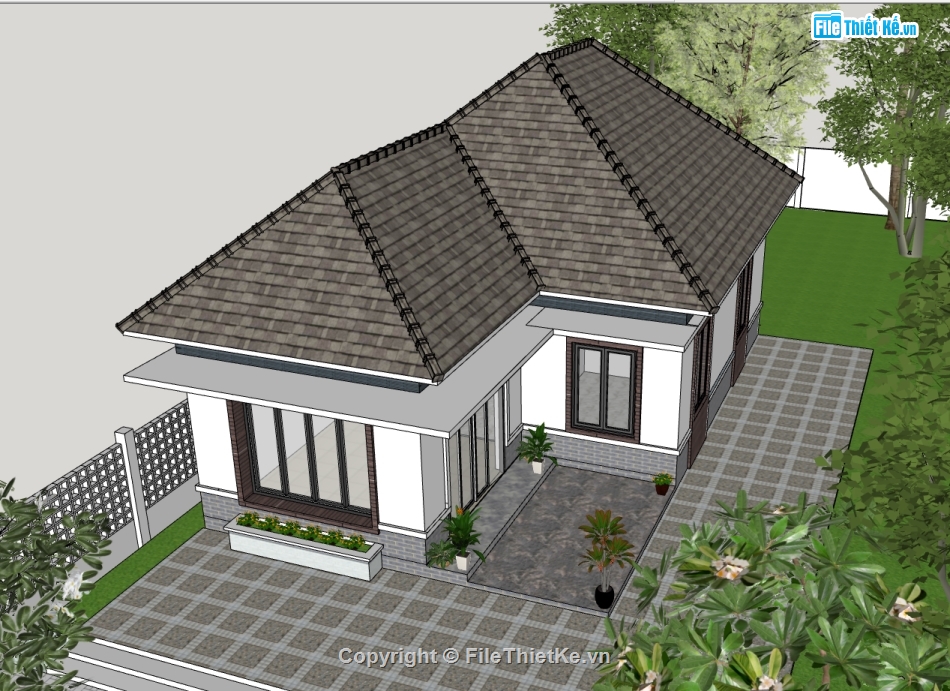 su nhà cấp 4,sketchup nhà cấp 4,nhà cấp 4