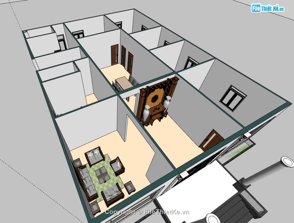 nhà cấp 4,su nhà cấp 4,sketchup nhà cấp 4