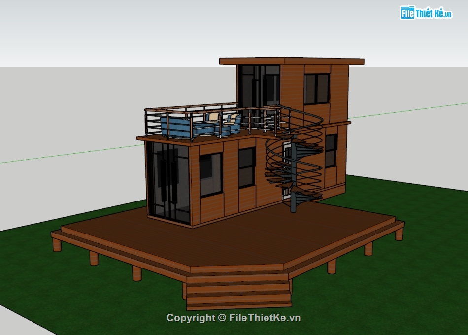 nhà gỗ,su nhà gỗ,sketchup nhà gỗ