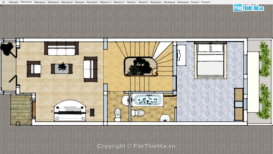 nhà 5 tầng,su nhà 5 tầng,sketchup nhà lệch tầng