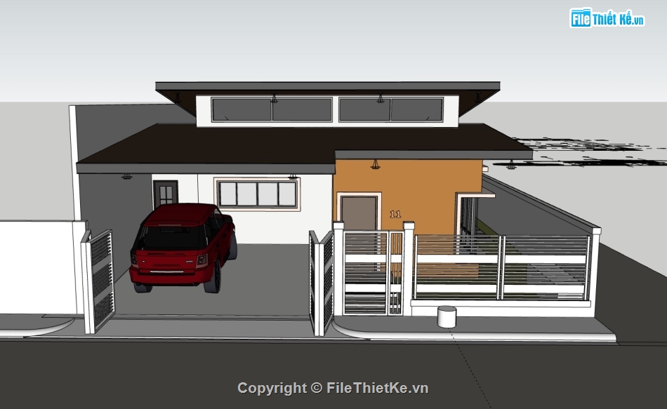 su nhà phố,sketchup nhà phố,su nhà phố 1 tầng,sketchup nhà phố 1 tầng