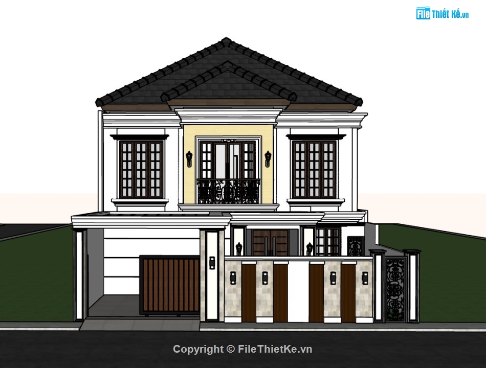 su nhà phố,su nhà phố 2 tầng,sketchup nhà phố 2 tầng