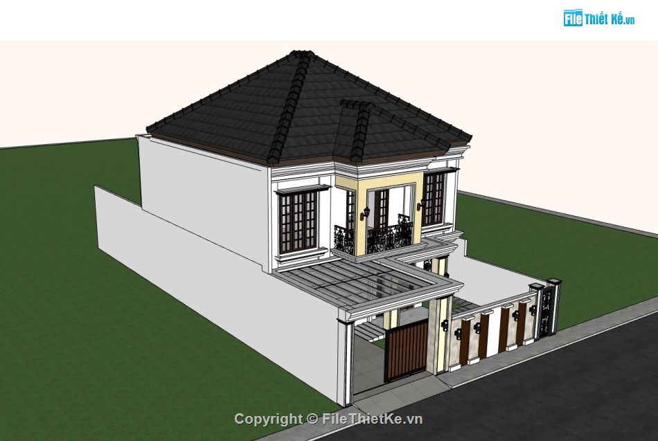 su nhà phố,su nhà phố 2 tầng,sketchup nhà phố 2 tầng