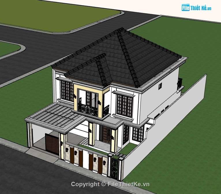 su nhà phố,sketchup nhà phố,su nhà phố 2 tầng,sketchup nhà phố 2 tầng