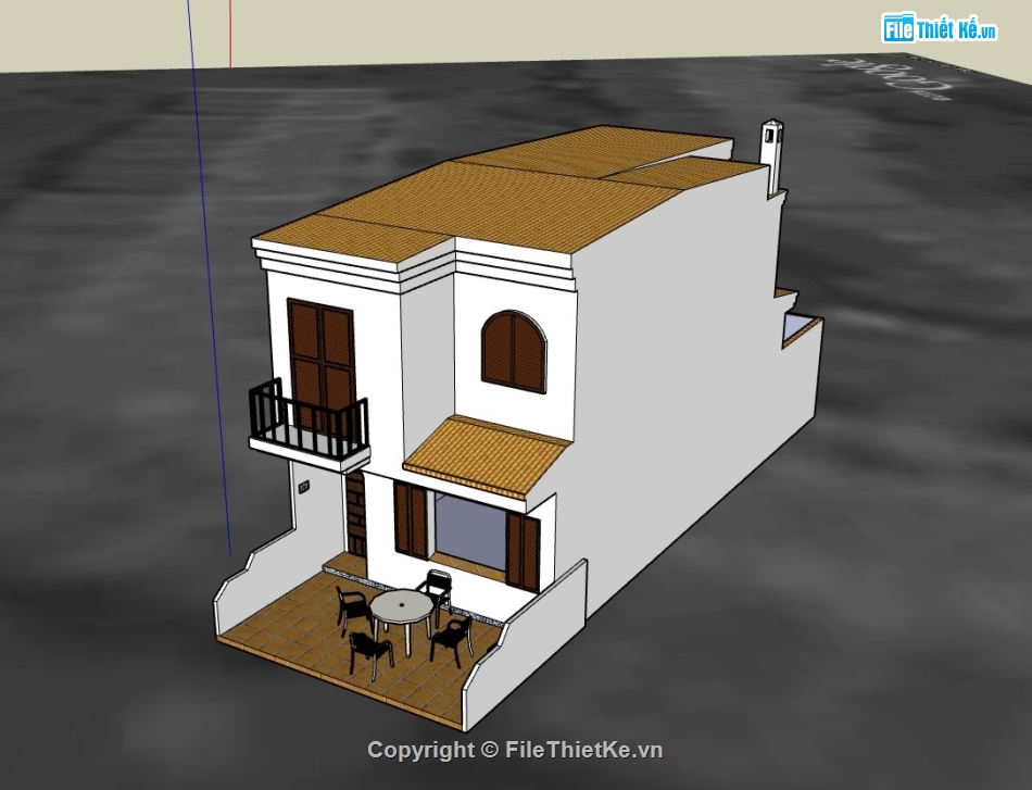 nhà phố 2 tầng,su nhà phố,sketchup nhà phố,su nhà phố 2 tầng