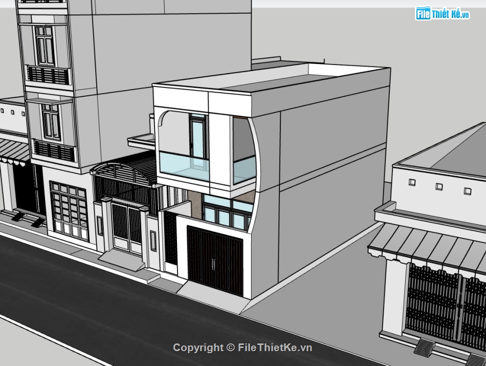 su nhà phố,sketchup nhà phố,su nhà phố 2 tầng