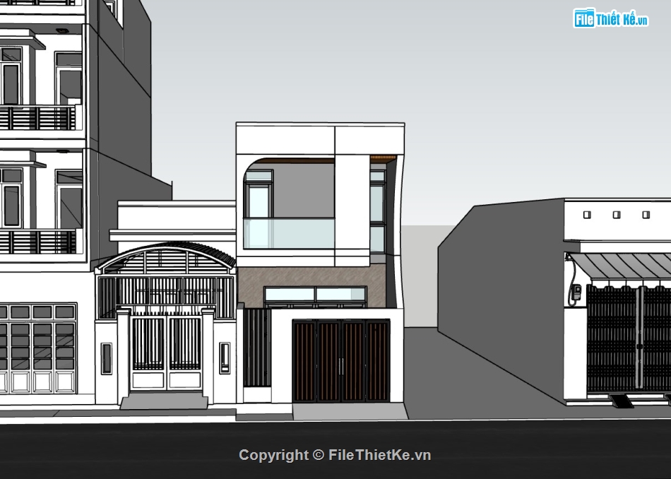 su nhà phố,sketchup nhà phố,su nhà phố 2 tầng