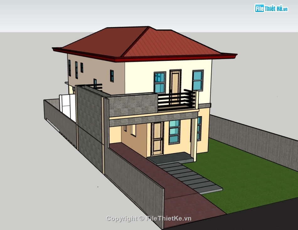 su nhà phố,sketchup nhà phố,su nhà phố 2 tầng,sketchup nhà phố 2 tầng