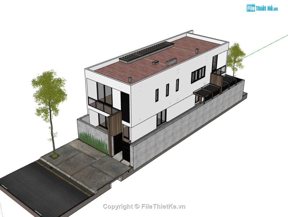 nhà phố 2 tầng,file su nhà phố 2 tầng,sketchup nhà phố 2 tầng,su nhà phố,sketchup nhà phố