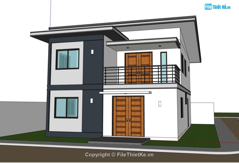 nhà phố 2 tầng,sketchup nhà phố,su nhà phố,su nhà phố 2 tầng