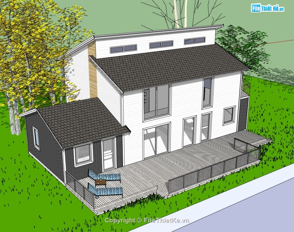 su nhà phố,sketchup nhà phố,su nhà phố 2 tầng,sketchup nhà phố 2 tầng