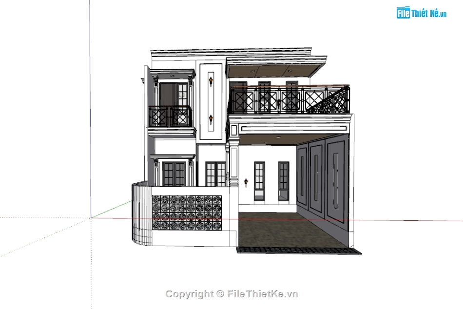 su nhà phố,sketchup nhà phố,su nhà phố 2 tầng,sketchup nhà phố 2 tầng