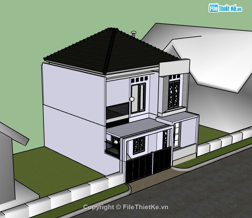 su nhà phố,sketchup nhà phố,su nhà phố 2 tầng,sketchup nhà phố 2 tầng