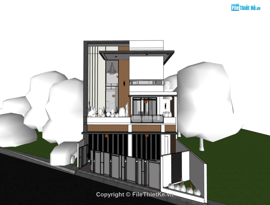 su nhà phố,sketchup nhà phố,su nhà phố 3 tầng,sketchup nhà phố 3 tầng