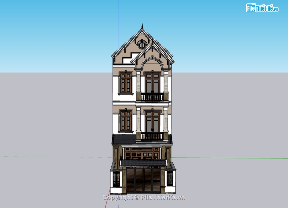 nhà phố 3 tầng,su nhà phố,sketchup nhà phố,sketchup nhà phố 3 tầng