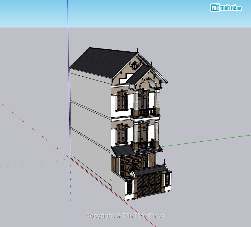 nhà phố 3 tầng,su nhà phố,sketchup nhà phố,sketchup nhà phố 3 tầng