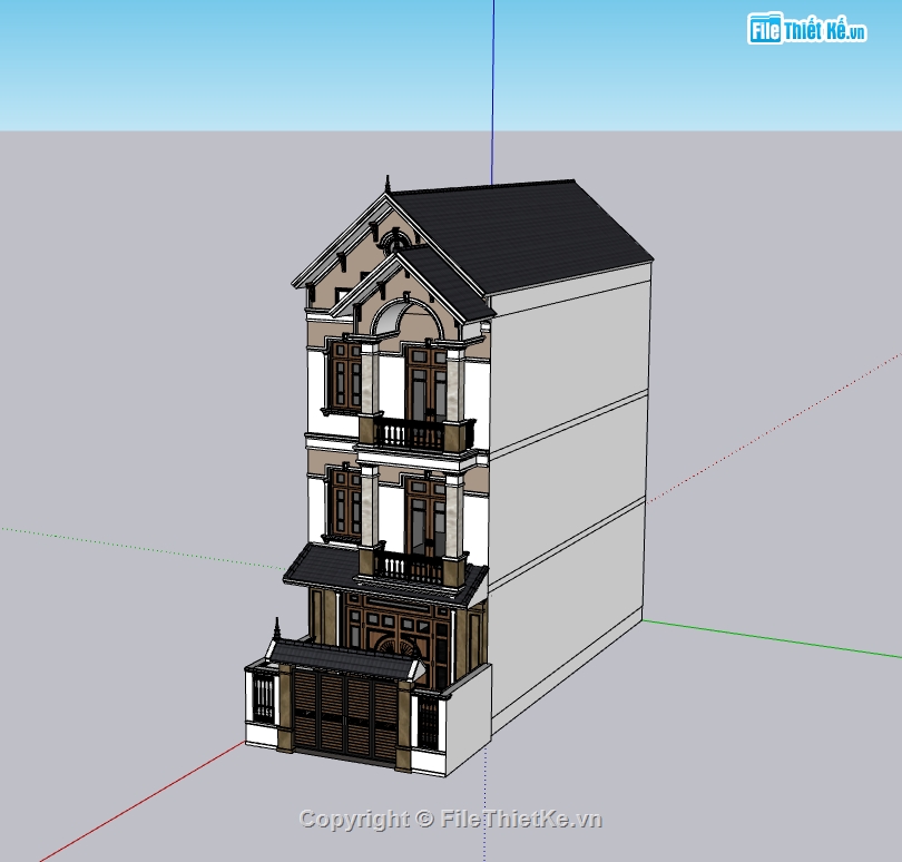 nhà phố 3 tầng,su nhà phố,sketchup nhà phố,sketchup nhà phố 3 tầng