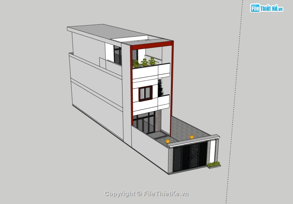 nhà phố 3 tầng,su nhà phố,sketchup nhà phố