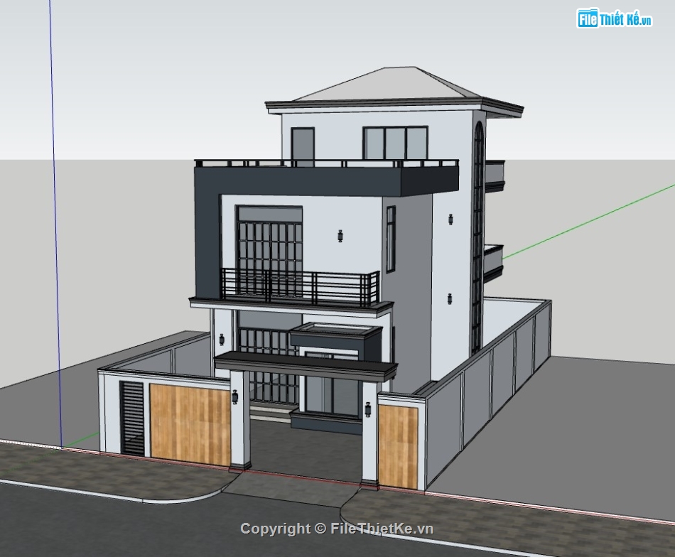 sketchup nhà phố 3 tầng,sketchup nhà phố,su nhà phố 3 tầng,su nhà phố