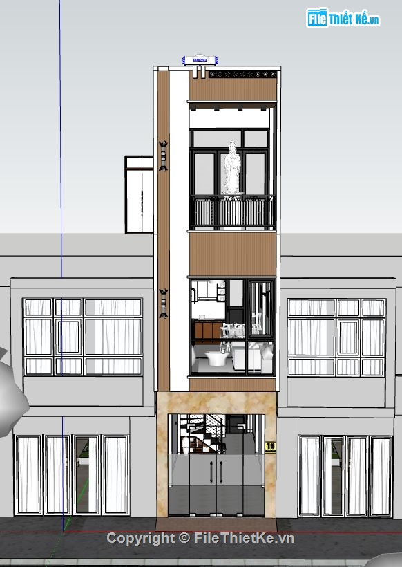 nhà phố 3 tầng 3.2x17m,model su nhà phố 3 tầng,nhà phố 3 tầng file sketchup,mẫu nhà phố 3 tầng đẹp