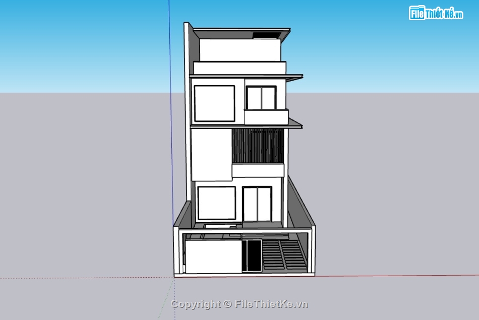 su nhà phố,sketchup nhà phố,su nhà phố 4 tầng,sketchup nhà phố 4 tầng