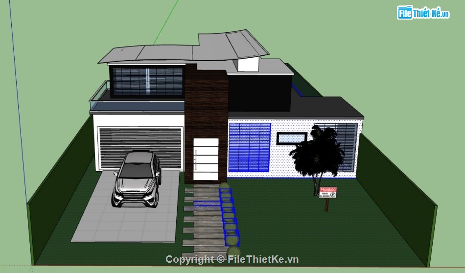 biệt thự 2 tầng,sketchup biệt thự 2 tầng,file su biệt thự 2 tầng