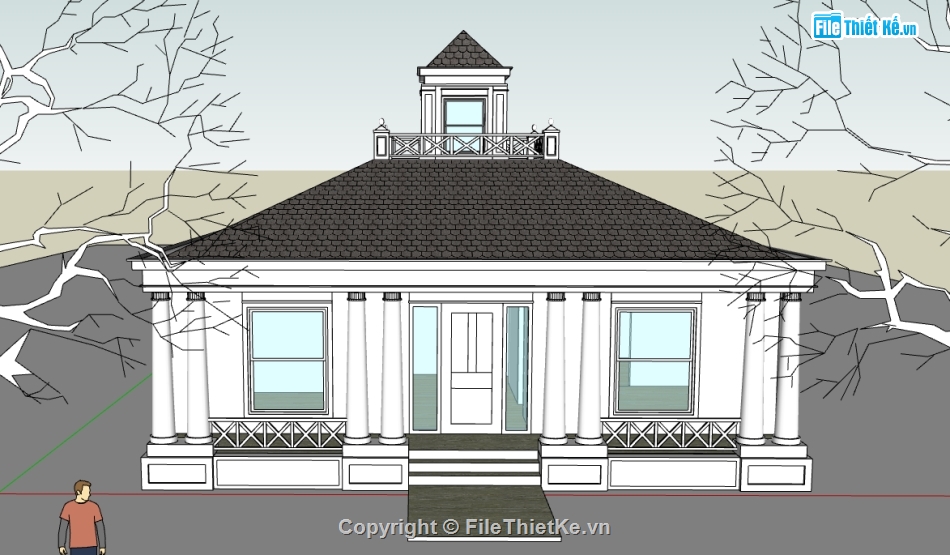 Model SketchUp nhà cấp 4,thiết kế nhà cấp 4,file thiết kế nhà cấp 4