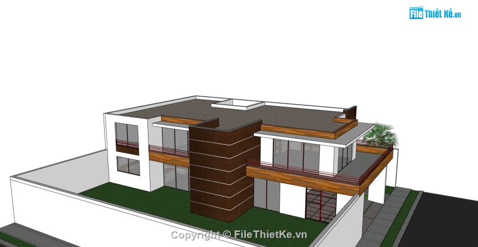 sketchup biệt thự,biệt thự 2 tầng,thiết kế biệt thự 2 tầng