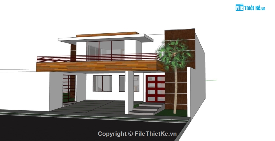 sketchup biệt thự,biệt thự 2 tầng,thiết kế biệt thự 2 tầng