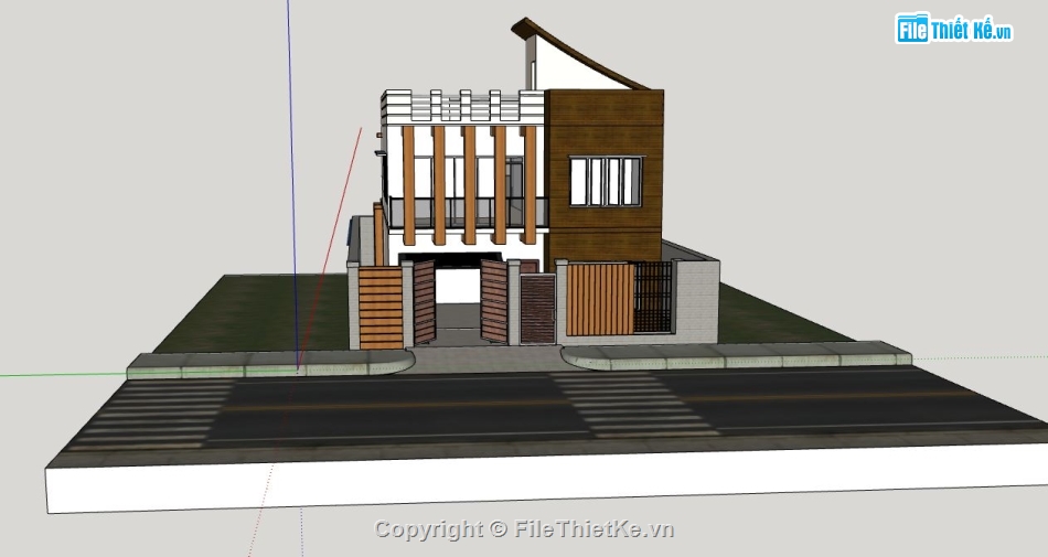 biệt thự 2 tầng,biệt thự sketchup,biệt thự hiện đại