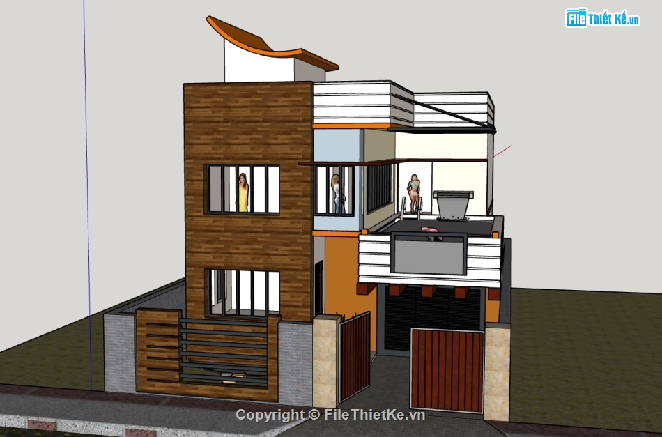 sketchup biệt thự,biệt thự 2 tầng,biệt thự 2 tầng sketchup