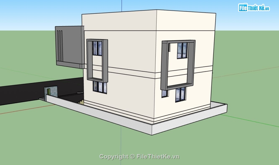 biệt thự 2 tầng,sketchup biệt thự,phối cảnh biệt thự,biệt thự hiện đại