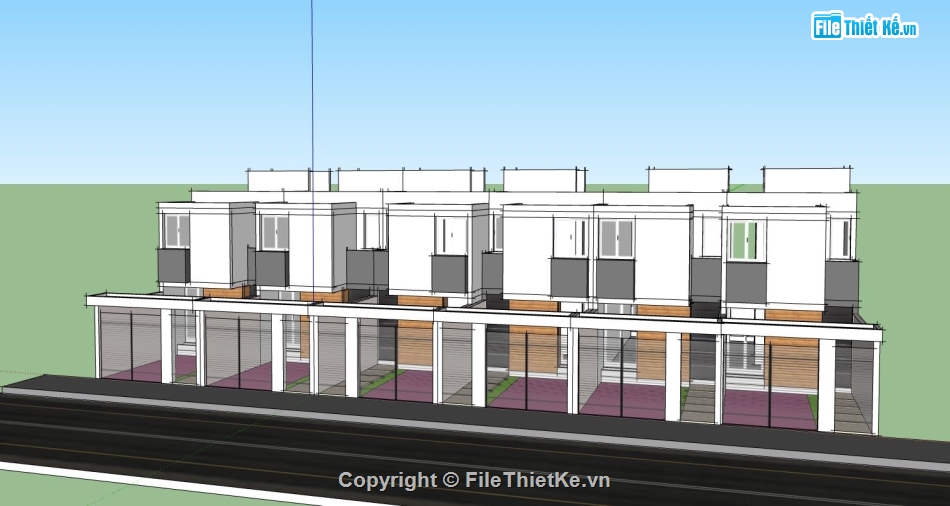 căn hộ liền kề sketchup,nhà 2 tầng đẹp,mẫu nhà phố hiện đại