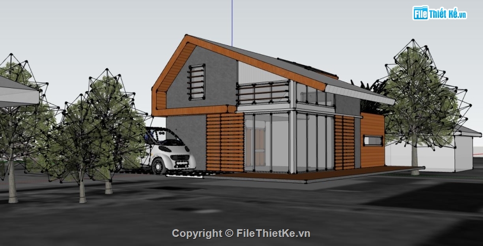 bản vẽ nhà 1 tầng,su nhà 1 tầng,sketchup nhà 1 tầng