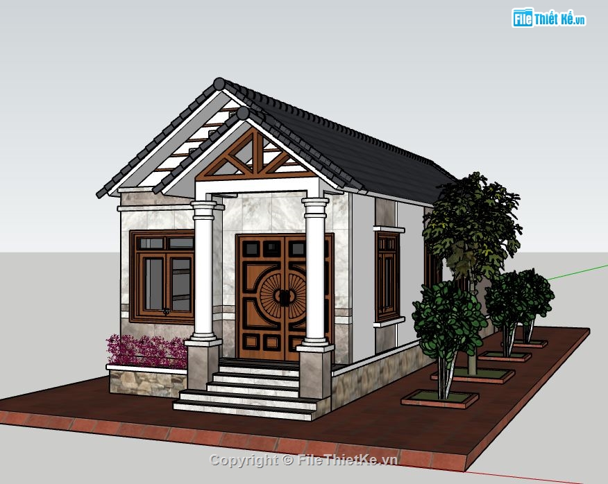 model sketchup  nhà 1 tầng,sketchup nhà 1 tầng,su nhà 1 tầng