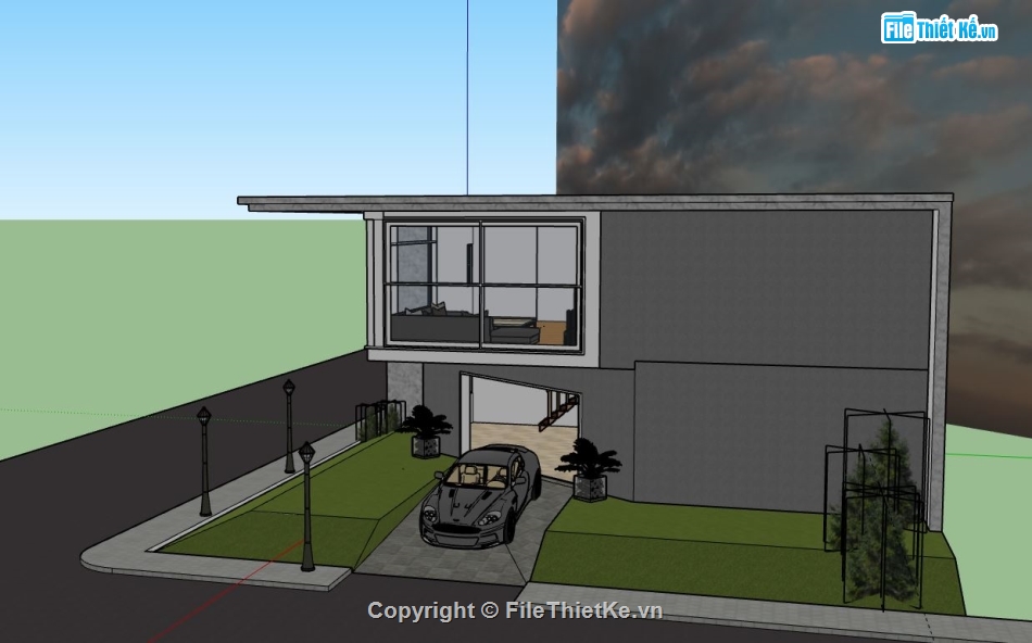 Nhà 2 tầng,model su nhà 2 tầng,sketchup nhà 2 tầng