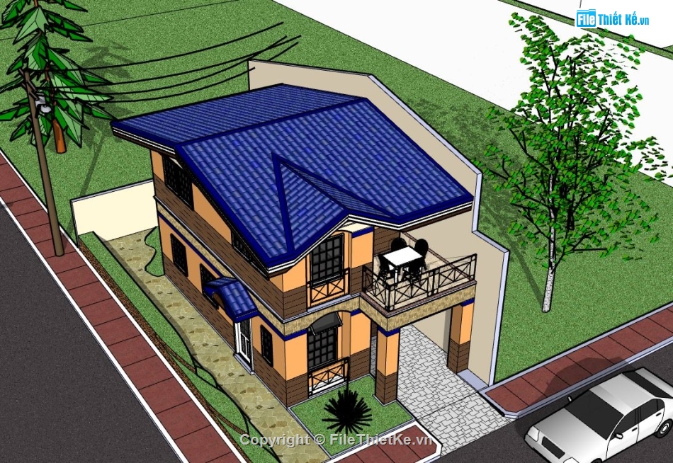 Nhà 2 tầng,model su nhà 2 tầng,file sketchup nhà 2 tầng