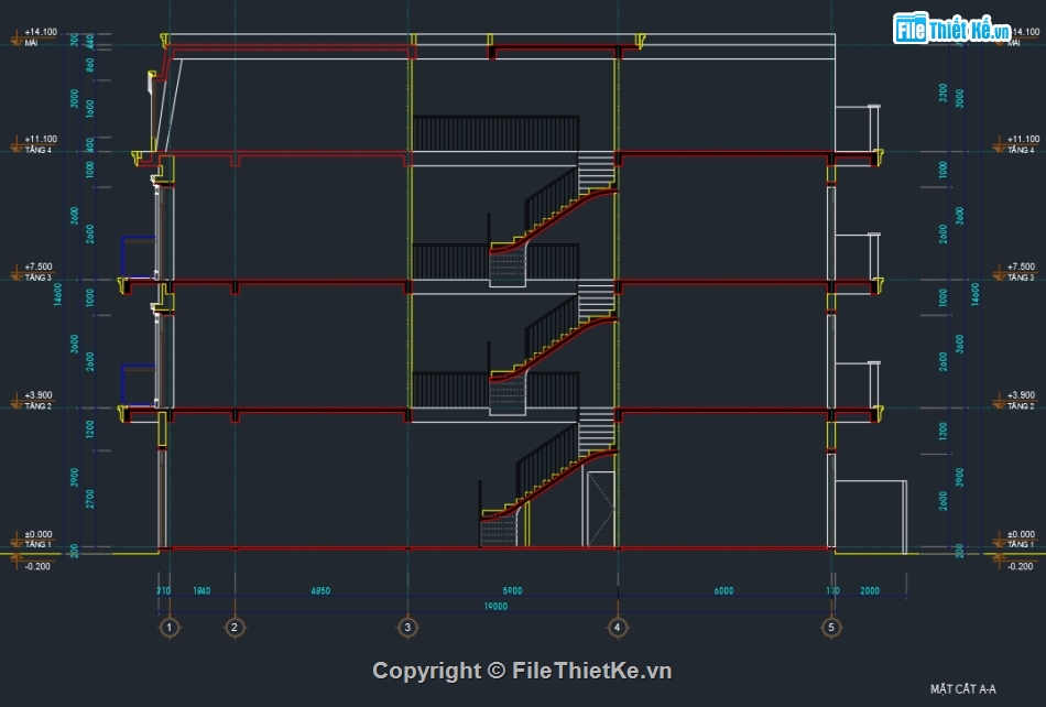 Kiến trúc nhà phố 4 tầng,nhà phố 4 tầng,file autocad nhà phố 4 tầng,bản vẽ nhà phố 4 tầng