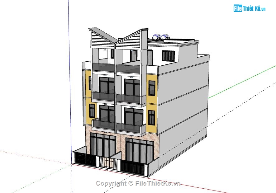 Nhà 4 tầng,Model su nhà 4 tầng,nhà 4 tầng file su